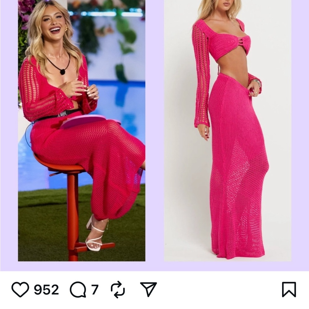 Vibrant Pink Knit Maxi Skirt Set
